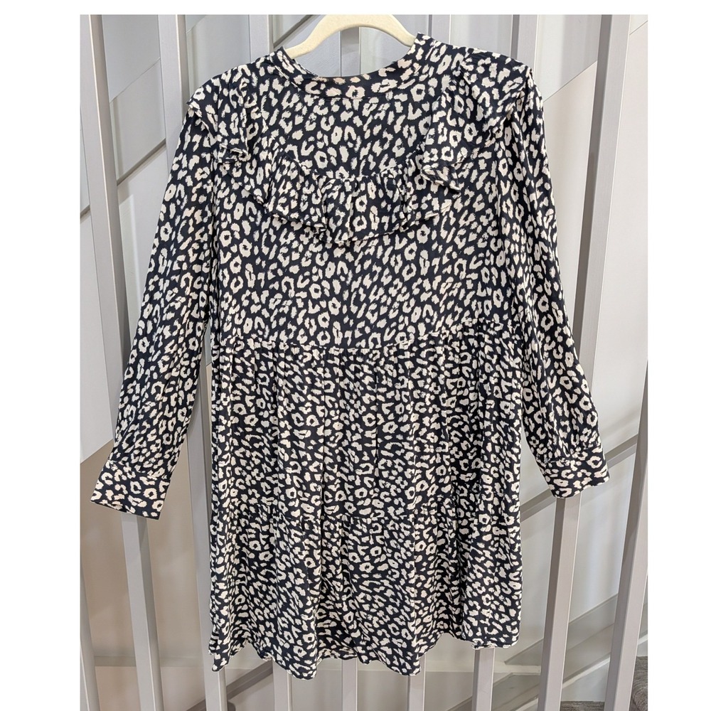 Zara Leopard Print Loose Tiered Babydoll Indie Sleeze Mini Dress M - Picture 4 of 16